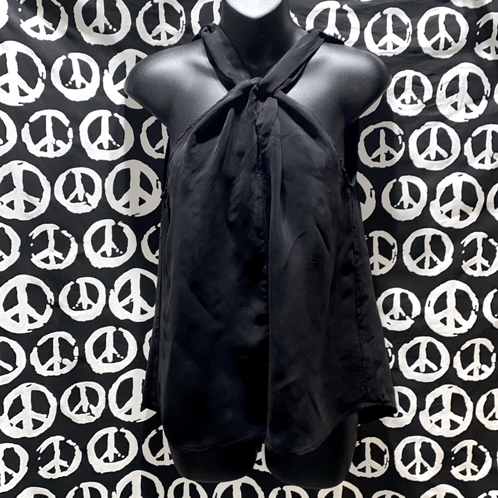 AMOUR VERT BLACK CUPRO DRAWSTRING NECKLINE TANK TOP SZ XS